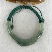Natural Type A Jelly Green with Dark Green Piao Hua Jadeite Carp Fish with Coin Bracelet 37.48g 16cm 14.0 by 11.8mm - Huangs Jadeite and Jewelry Pte Ltd