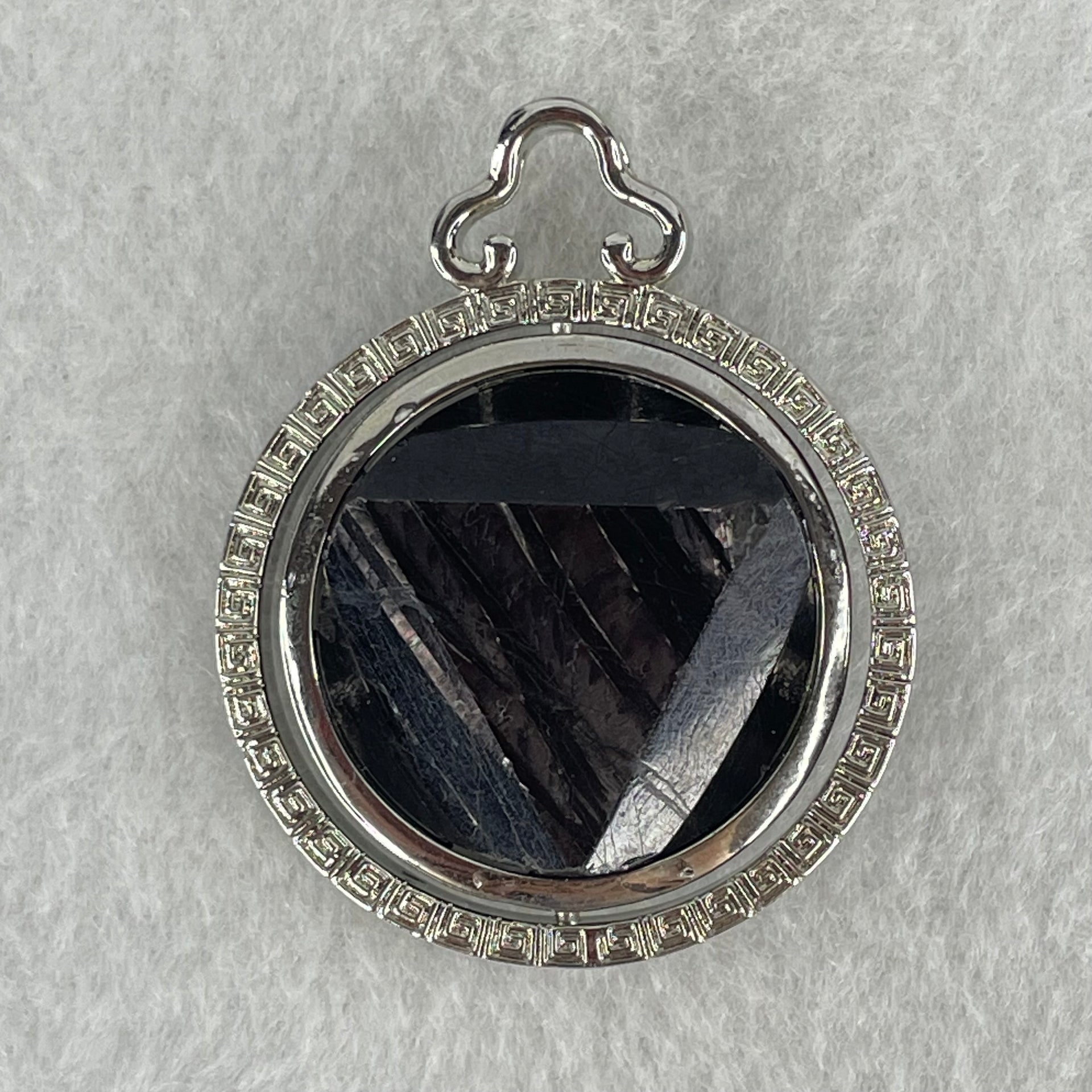 Natural Hypersthene in Stainless Steel Pendant 23.59g 25.0 by 9.5mm - Huangs Jadeite and Jewelry Pte Ltd