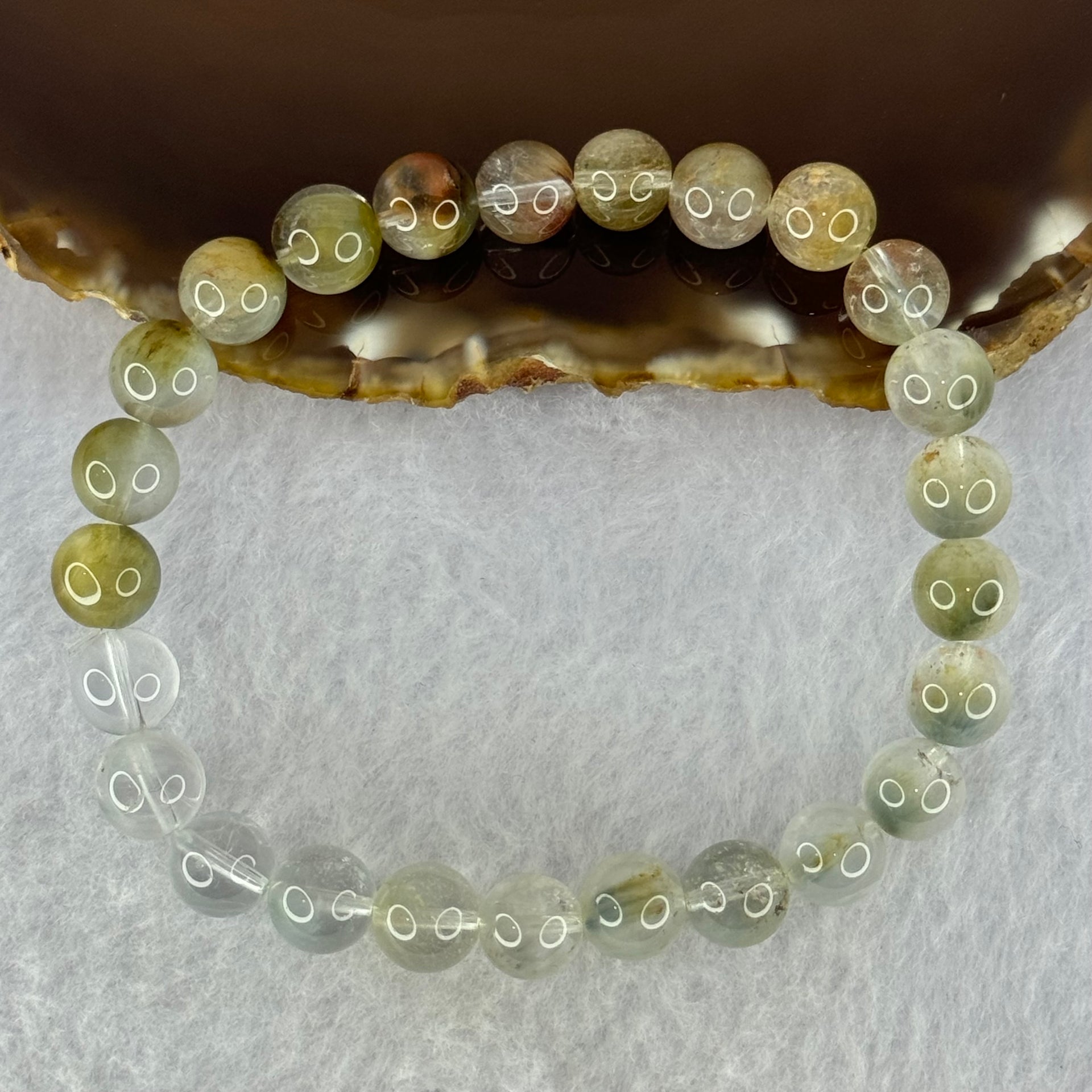 Natural Blue Rabbit Hair Rutilated Quartz Beads Bracelet 22.20g 18cm 8.8mm 26 Beads - Huangs Jadeite and Jewelry Pte Ltd