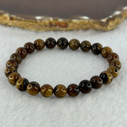 Natural Brown Amber Beads Bracelet 5.77g 7.9 15cm 7.9mm 24 Beads - Huangs Jadeite and Jewelry Pte Ltd