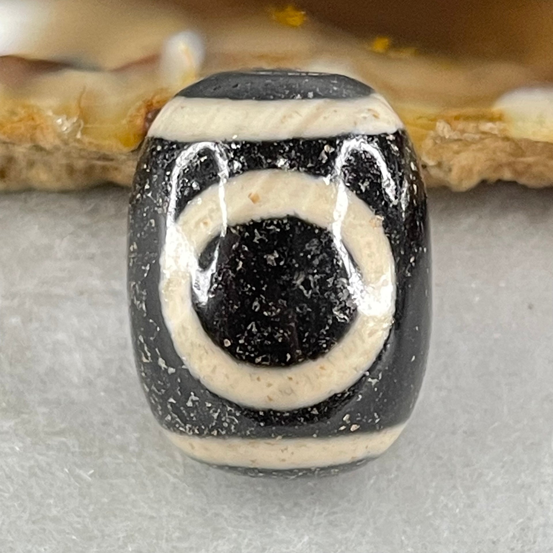 Natural Powerful Tibetan Old Oily Agate 1 Eye With Swastika Dzi Bead (Hotu Dzi) 4.91g by 17.5 by 16.6mm - Huangs Jadeite and Jewelry Pte Ltd