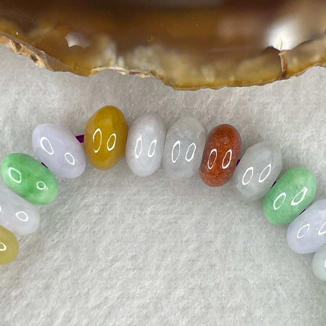 Certified Type A Multi-Color Jadeite Bracelet | Natural Multi-Treasure Donut & Abacus Beads (24.57g, 15cm, 8.7mm)