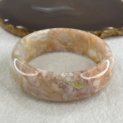 Natural Pinkish Flower Agate Bangle 85.96g Internal Diameter 62.5mm 23.1 by 9.1mm (Perfect) - Huangs Jadeite and Jewelry Pte Ltd