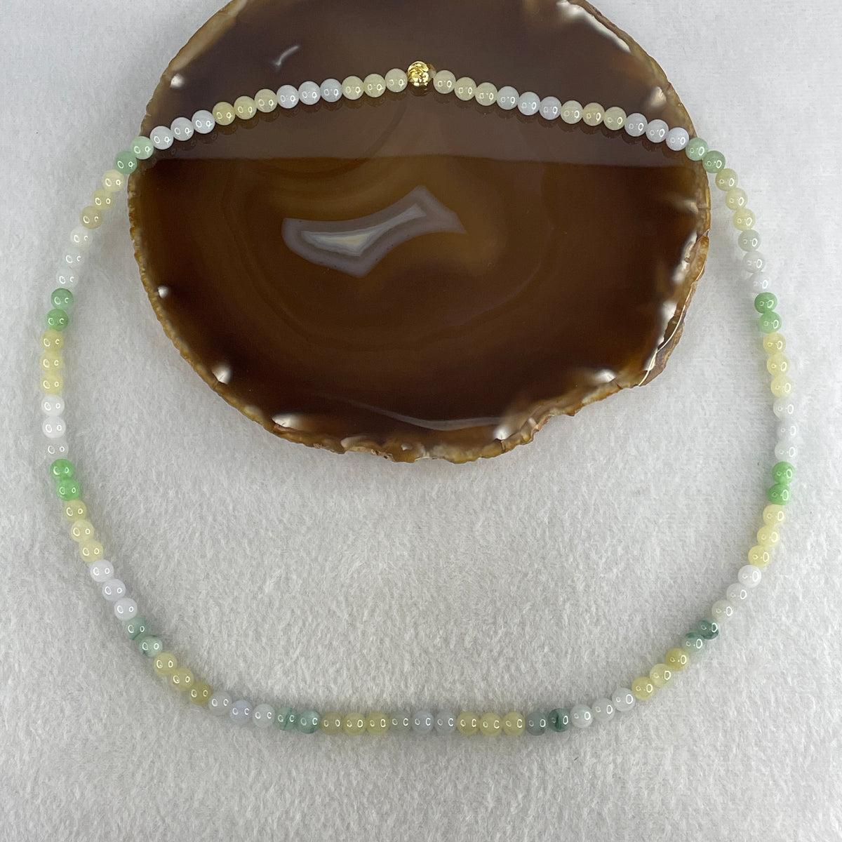 Natural Type A Jelly Light Green, Lavender & Yellow Jadeite Beads Necklace | (41.62g | 58cm | 6.2mm | 101 Beads | Heart, Crown, Third Eye & Solar Plexus Chakra Synergy, Three-Star Abundance Catalyst & Feng Shui Fortune Anchor)