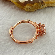 Colourless Cubic Zirconia with Crystals In PT950 Plated Sliver Rose Gold Color Ring (Adjustable Size) 2.41g 7.1 by 4.2mm - Huangs Jadeite and Jewelry Pte Ltd