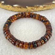 Natural Cognac Fushun Amber Donut Beads Bracelet 天然抚顺老珀手链 8.63g 15cm 8.9mm 40pcs - Huangs Jadeite and Jewelry Pte Ltd