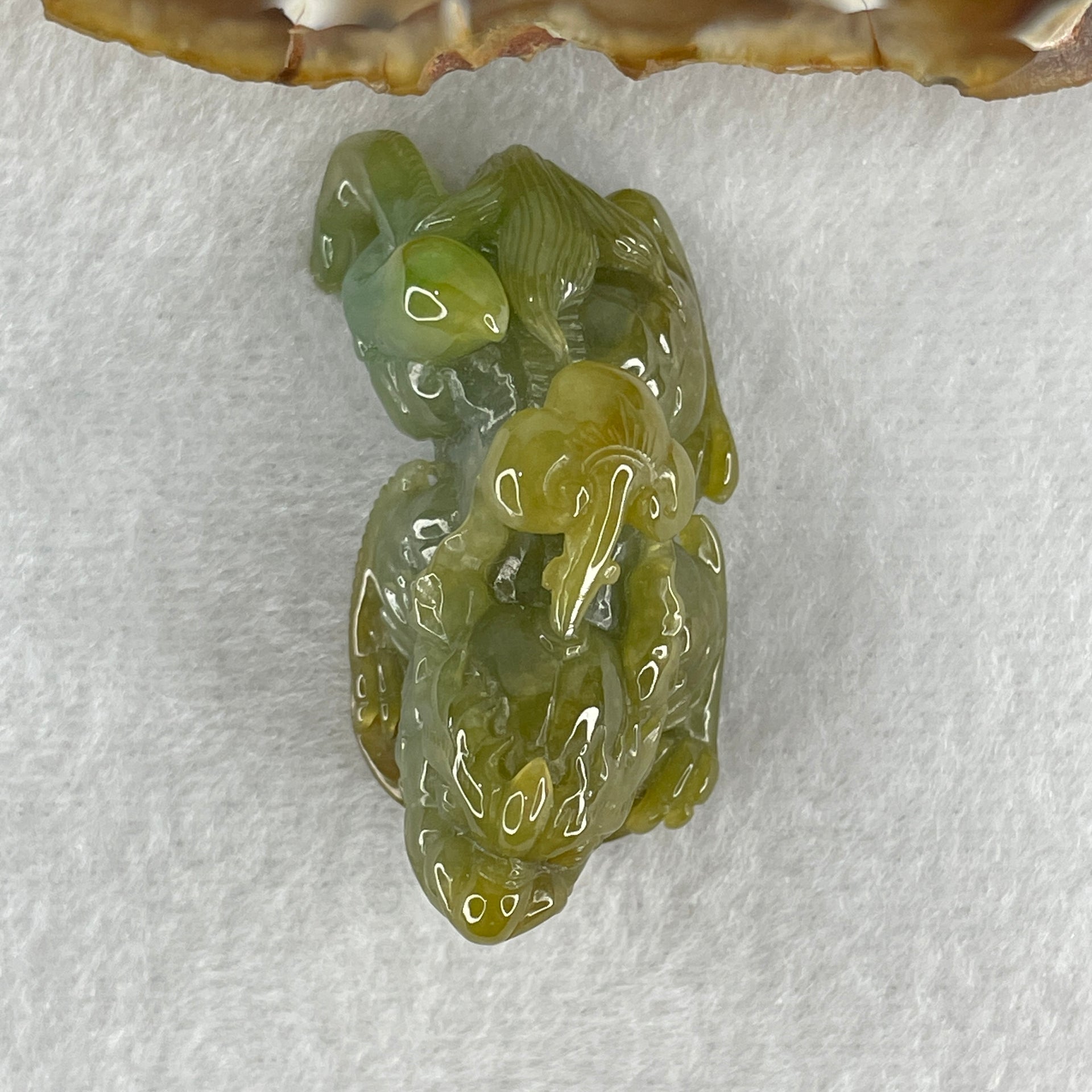 Grand Master Type A Yellow with Blueish Green Jadeite Pixiu Pendant 38.92g 50.7 by 24.3 by 24.7mm - Huangs Jadeite and Jewelry Pte Ltd