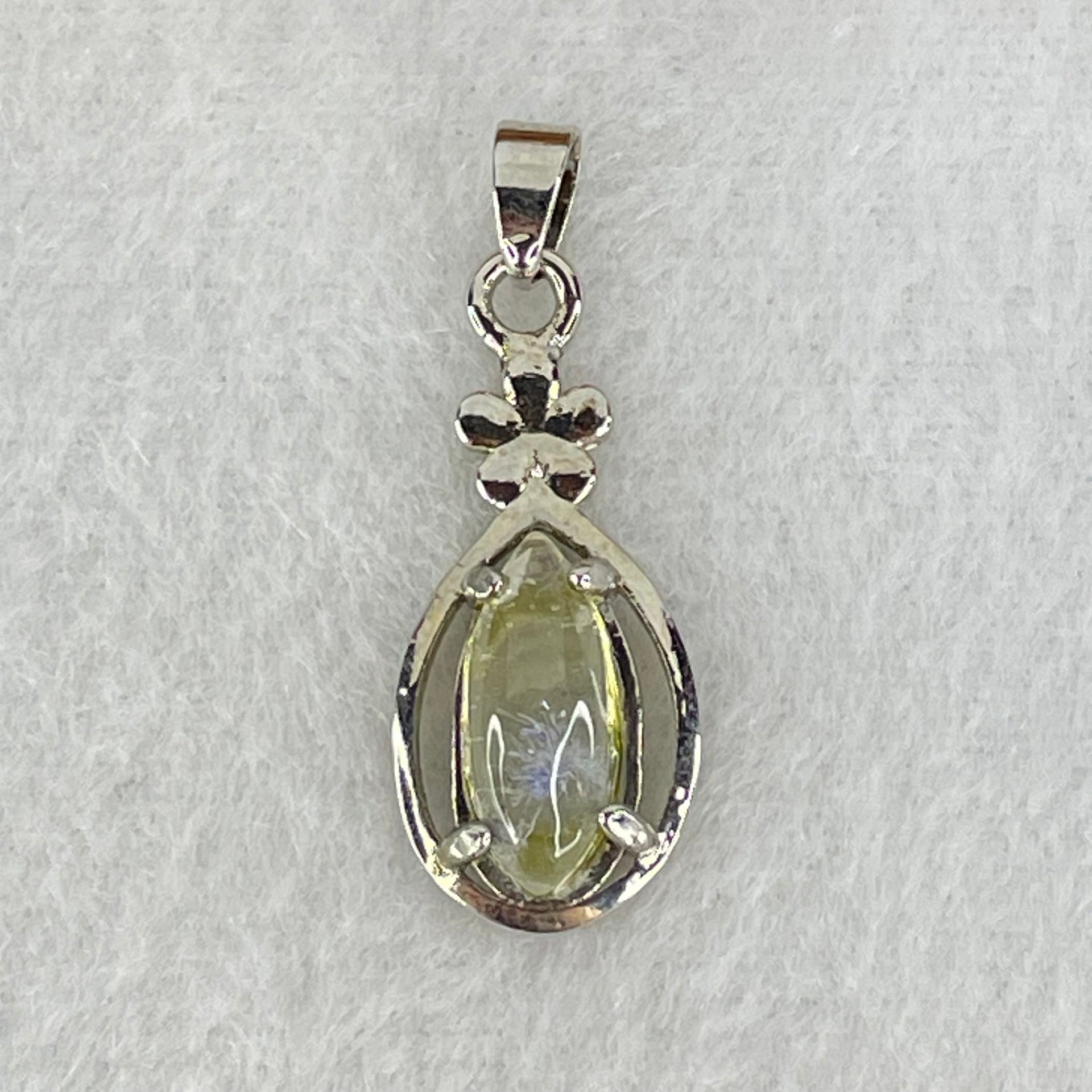 Good Grade Rare Natural Blue Dumortierite Rutilated Quartz in S925 Pendant 2.02g 12.7 by 5.2 by 3.5mm - Huangs Jadeite and Jewelry Pte Ltd
