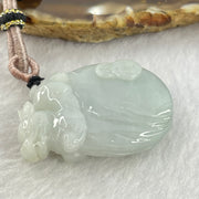 Type A Faint Lavender Green Jadeite Pixiu on Money Bag and Coins Pendent 22.16g 38.1 by 27.4 by 10.3mm - Huangs Jadeite and Jewelry Pte Ltd