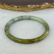 Type A Brownish Green with Green Piao Hua Jadeite Bangle 19.16g Internal Diameter 53.5mm 6.5 by 6.7mm (Slight External Line) - Huangs Jadeite and Jewelry Pte Ltd