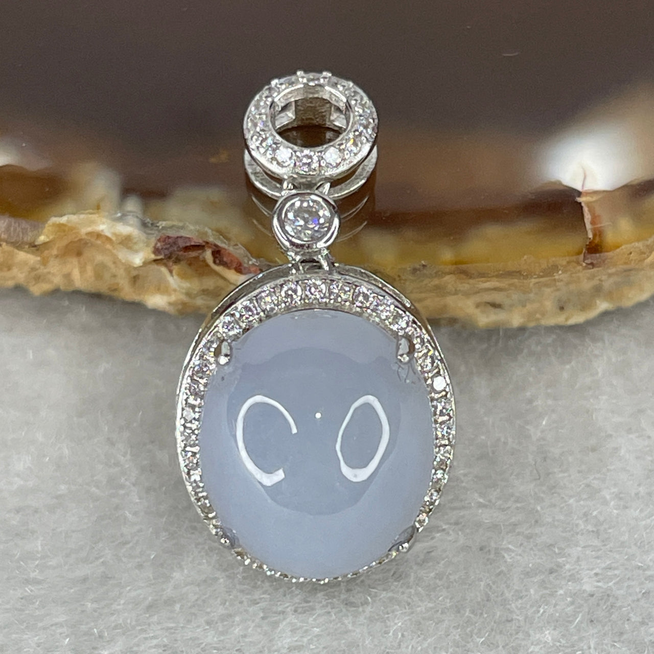 Natural Type A Lavender Jadeite Cabochon Pendant | Premium S925 Sterling Silver Clasp High-Dome Egg-Face Luxury Violet Charm (2.41g 12.0x10.2x7.0mm)