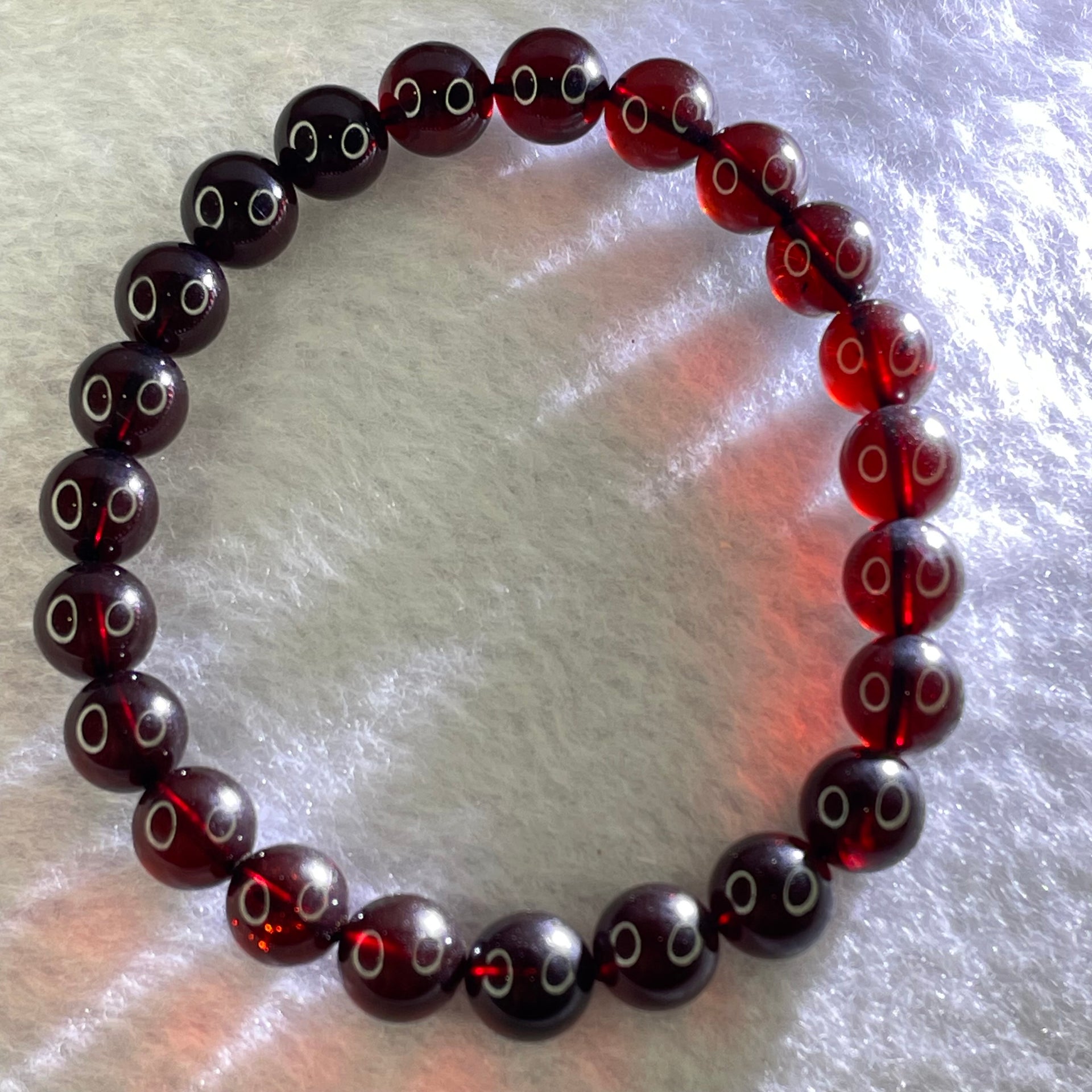 Natural Dark Red Blood Amber Beads Bracelet 天然血珀手链 6.83g 16cm 8.2mm 23 Beads - Huangs Jadeite and Jewelry Pte Ltd