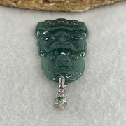 Natural Type A Icy Blueish Green Jadeite Amitabha Buddha Pendant in S925 Silver | (8.38g | 45.2 x 26.6 x 4.0mm | Infinite Light, Compassion & Lifelong Protection Anchor, Feng Shui Guardian & Executive Peace Pendant) - Huangs Jadeite and Jewelry Pte Ltd
