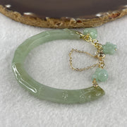 Natural Type A Jelly Light Green with Yellowish Spot Jadeite Bamboo with Double Dragon Head Bracelet 25.94g 17cm 7.2 by 8.2mm - Huangs Jadeite and Jewelry Pte Ltd
