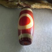 Natural Powerful Tibetan Old Oily Red White Agate One Eye Fire Sign Dzi Bead Heavenly Master (Tian Zhu) 一眼火天珠 10.52g 38.0 by 13.3mm - Huangs Jadeite and Jewelry Pte Ltd