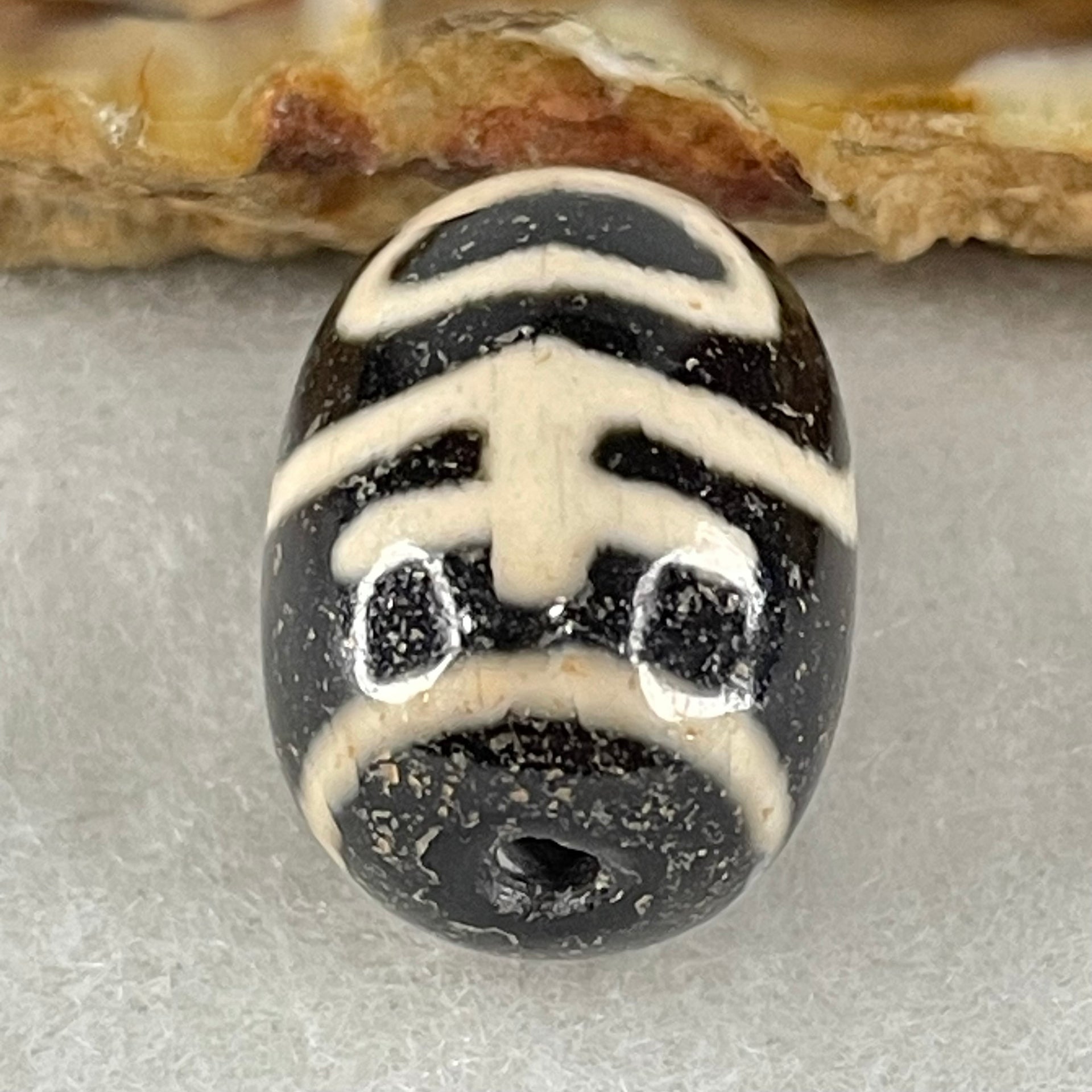 Natural Powerful Tibetan Old Oily Agate Double Nectar Vessel Dzi Bead Heavenly Master (Tian Zhu) 花蜜容器眼天珠 4.83g 17.7 by 13.3mm - Huangs Jadeite and Jewelry Pte Ltd