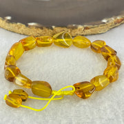 Natural Yellow Amber Beads String Bracelet 11.10g 18cm 14.0 by 11.8 by 8.1mm 15 Beads - Huangs Jadeite and Jewelry Pte Ltd