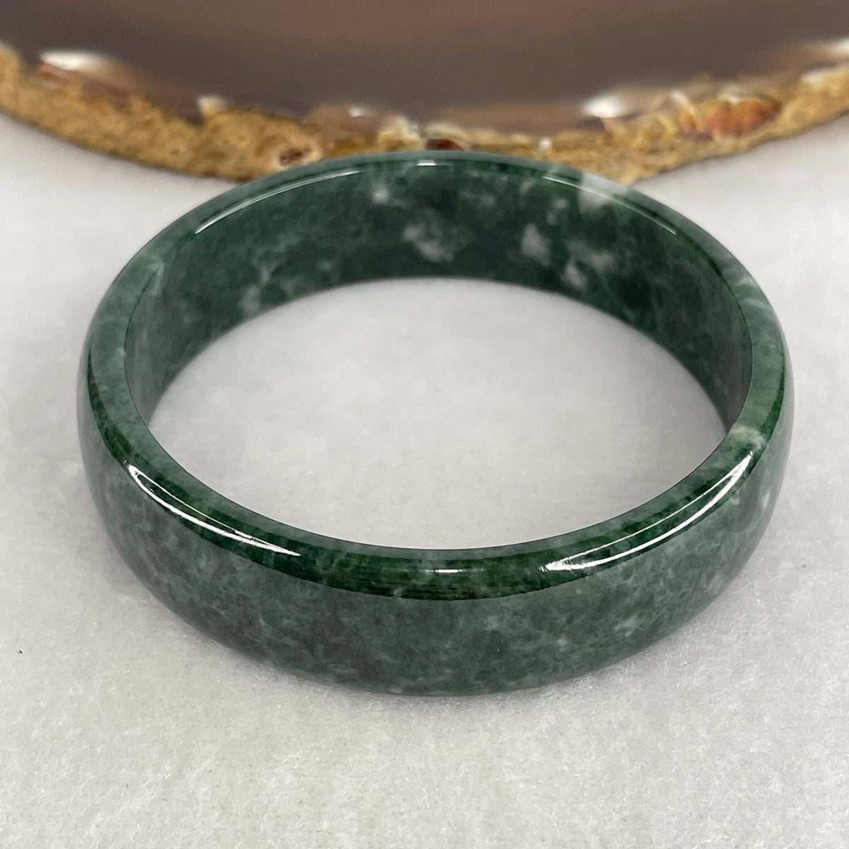 Natural Type A Dark Blueish Green Jadeite Bangle | 53.8mm Inner Diameter (36.02g 14.4x4.5mm | Close to Perfect Grade | Deep Lan Shui Oceanic Calm & Sovereign Blessing)