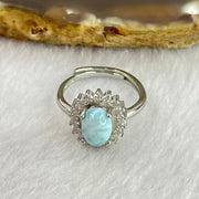 Natural Larimar in S925 Sliver Ring 2.42g 7.9 by 5.8 by 4.1mm - Huangs Jadeite and Jewelry Pte Ltd