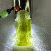 Type A Yellow Green Jadeite God of Fortune Cai Shen Ye 18.26g 39.4 by 22.6 by 12.3mm - Huangs Jadeite and Jewelry Pte Ltd