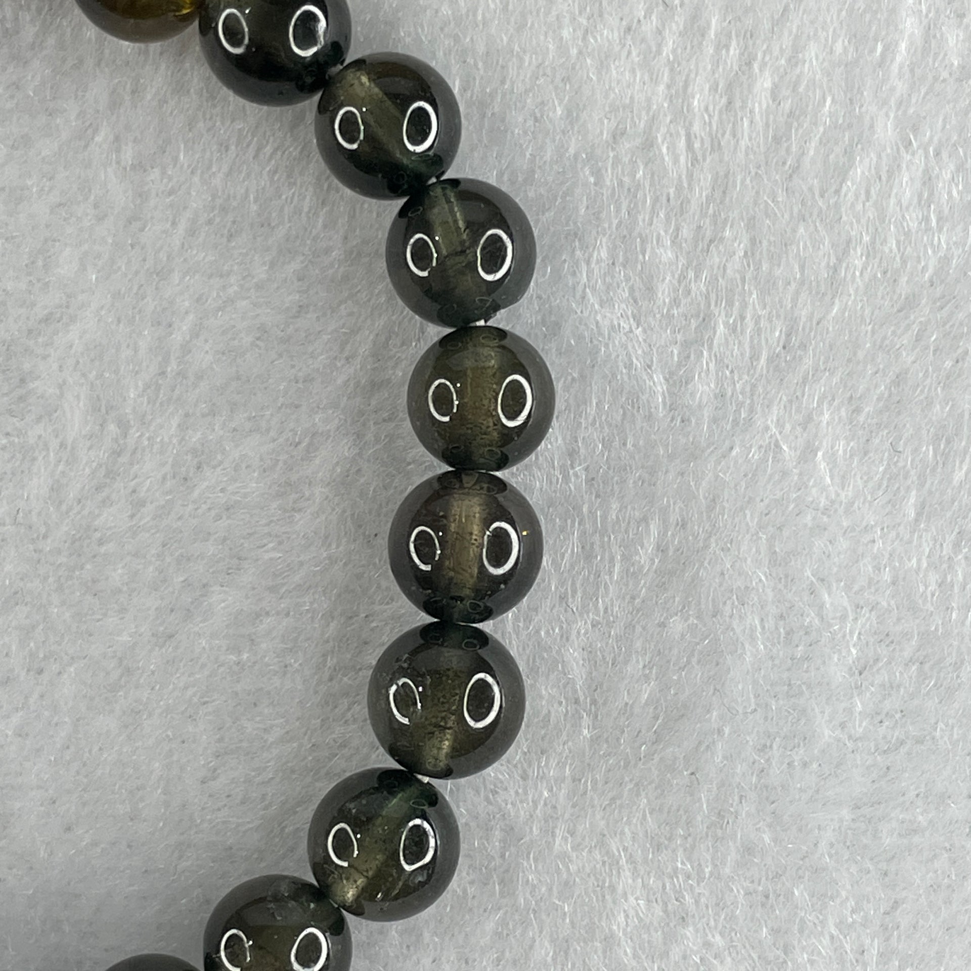 Very Good Natural Green Tourmaline Crystal Beads Bracelet 13.38g 13.5cm 7.2mm 23Beads - Huangs Jadeite and Jewelry Pte Ltd