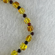 Natural Yellow Amber Square Shape with Cognac Amber Round Shape Bracelet 4.31g 18cm 6.3mm 20 Beads - Huangs Jadeite and Jewelry Pte Ltd