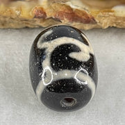 Natural Powerful Tibetan Old Oily Black White Agate Green Tara Dzi Bead Heavenly Master (Tian Zhu) 绿度母天珠 4.70g 17.3 by 13.2mm - Huangs Jadeite and Jewelry Pte Ltd