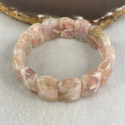Above Average Natural Pink Flower Agate Shou Pai Bracelet 39.89g 17cm 17.9 by 13.0mm 15 Pieces (Slight External Rough) - Huangs Jadeite and Jewelry Pte Ltd