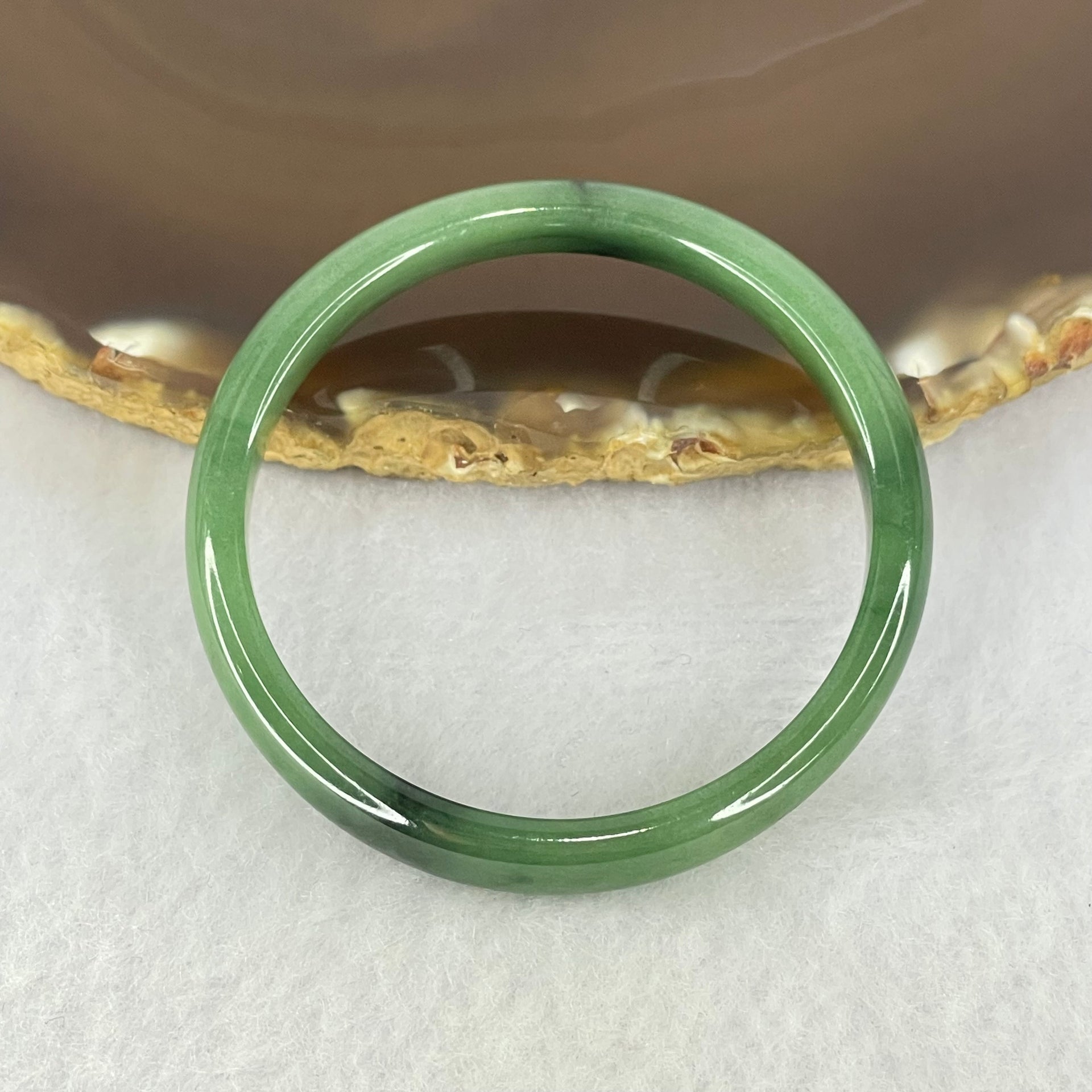 Type A Green Jadeite Baby Bangle Internal Diameter 44.5mm 14.69g 7.3 by 4.9mm (Internal Lines) - Huangs Jadeite and Jewelry Pte Ltd
