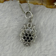 Type A Icy Green Omphasite Jadeite Dragon Head with Crystals in S925 Sliver Necklace 5.11g 13.5 by 9.1 by 2.0mm - Huangs Jadeite and Jewelry Pte Ltd