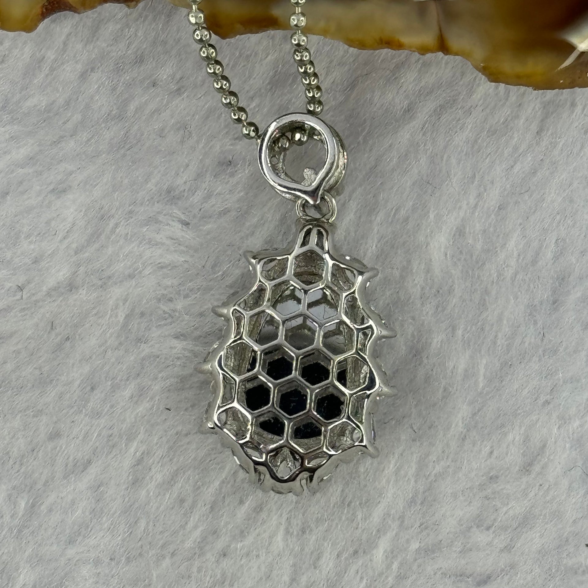 Type A Icy Green Omphasite Jadeite Dragon Head with Crystals in S925 Sliver Necklace 5.11g 13.5 by 9.1 by 2.0mm - Huangs Jadeite and Jewelry Pte Ltd