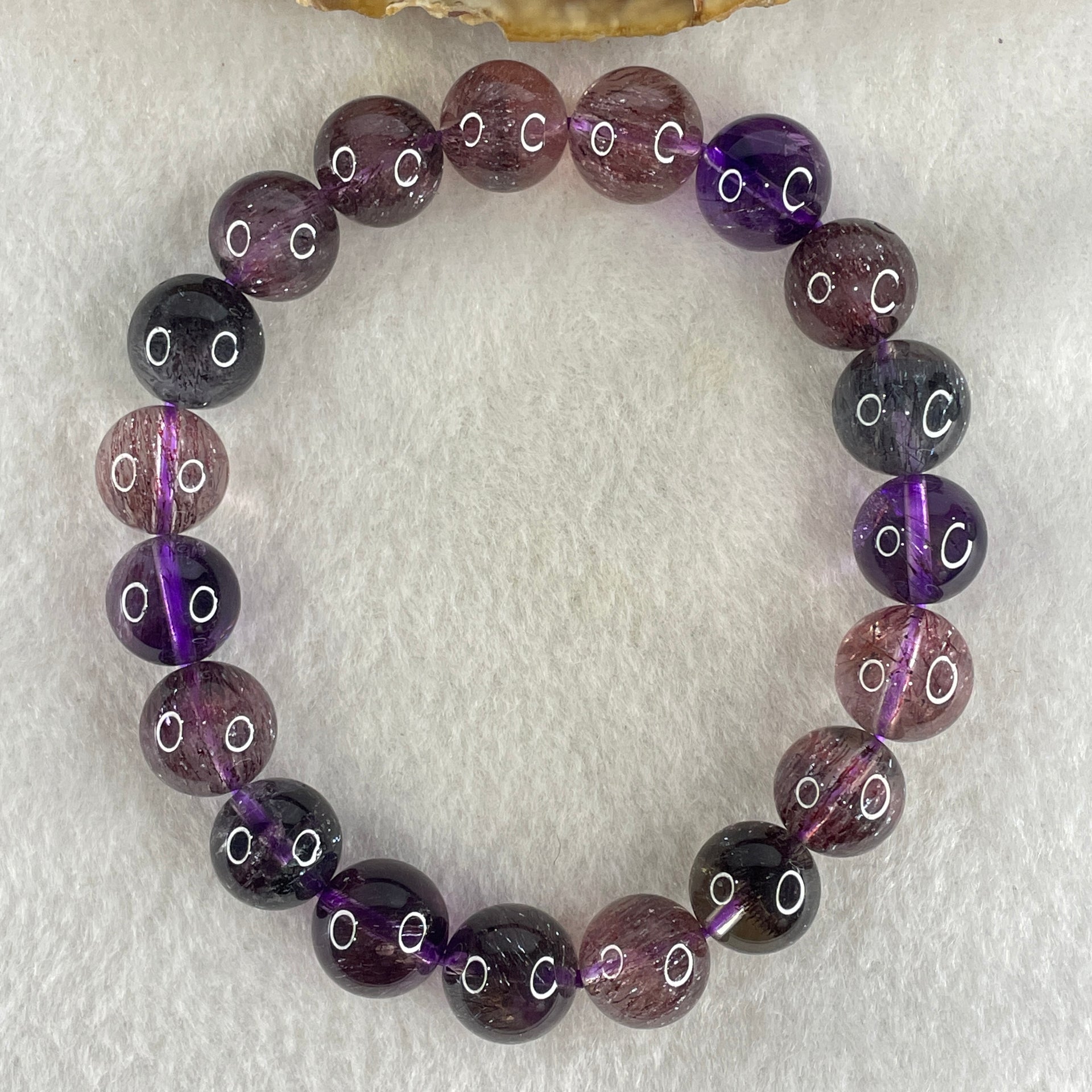 Good Grade Natural Super 7 Beads Bracelet 32.33g 10.9mm 16.5cm 19Beads - Huangs Jadeite and Jewelry Pte Ltd