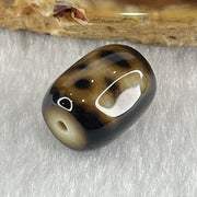 Natural Powerful Tibetan Old Oily Dark and Light Brown Agate Cai Shen Dzi Bead Heavenly Master (Tian Zhu) 2.65g 13.4 by 10.5mm - Huangs Jadeite and Jewelry Pte Ltd