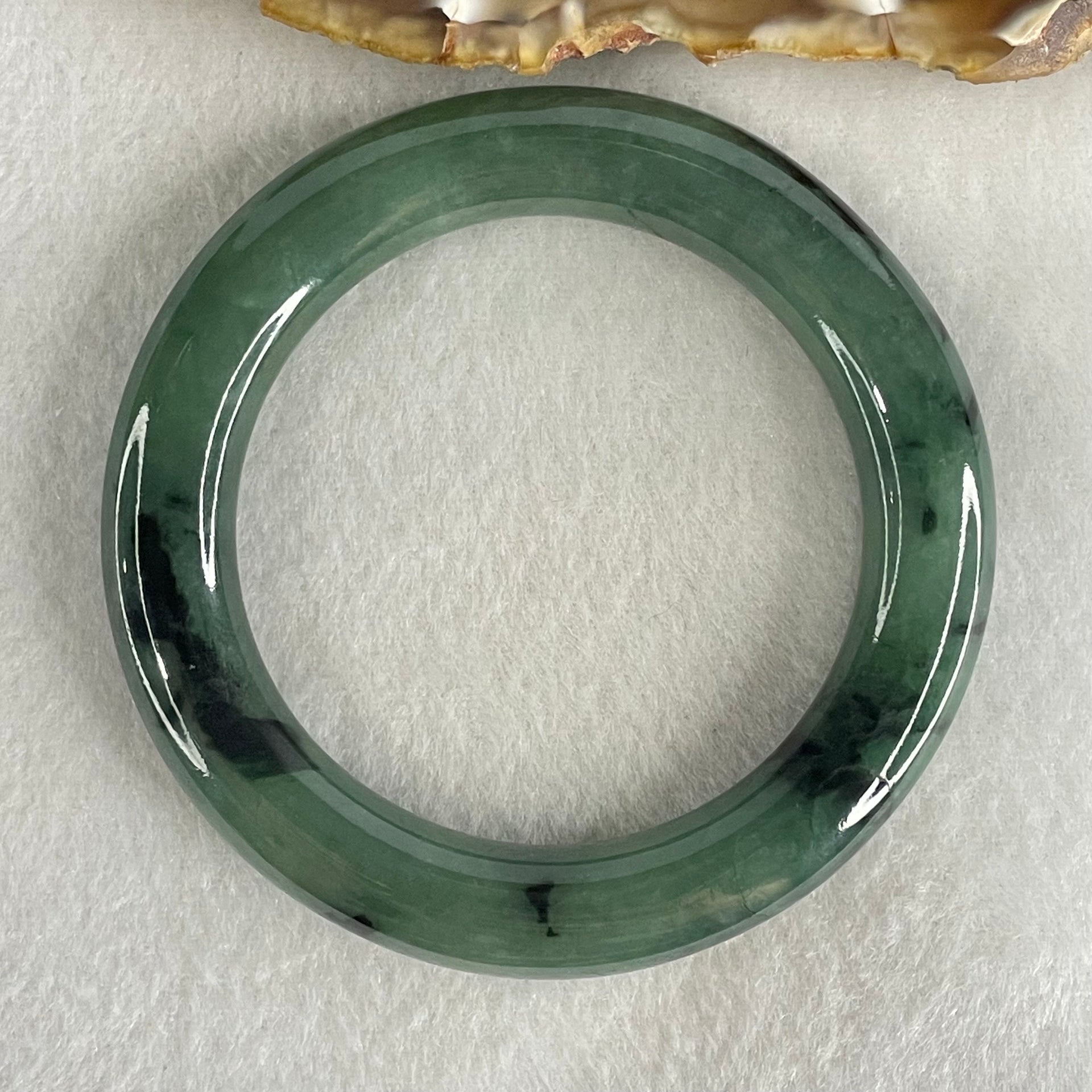 Type A Green with Dark Green Piao Hua Jadeite Bangle 55.69g Internal Diameter 52.0mm 10.0 by 11.1mm (Slight Internal Lines) - Huangs Jadeite and Jewelry Pte Ltd