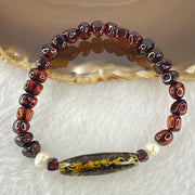 Natural Spirit Grass Amber Beads Bracelet 天然灵草珀手链 5.74g 15cm 30.0 by 8.5 by 1 Bead 7.4 mm 24 Beads - Huangs Jadeite and Jewelry Pte Ltd