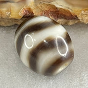 Natural Powerful Tibetan Old Oily Agate Water Wave Daluo Amulet (Tian Zhu) Dzi Bead 2.74g 13.6 by 12.0mm - Huangs Jadeite and Jewelry Pte Ltd