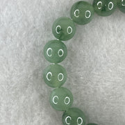 Tye A Natural Jelly Semi Icy Green with Dark Green Piao Hua Jadeite Beads Bracelet 28.75g 14.5cm 9.6mm 19 Beads - Huangs Jadeite and Jewelry Pte Ltd