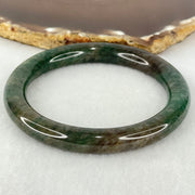 Natural Dark Green with Brown Patches Aventurine Bangle Internal Diameter 58.3mm 42.37g 9.5 by 9.6mm - Huangs Jadeite and Jewelry Pte Ltd