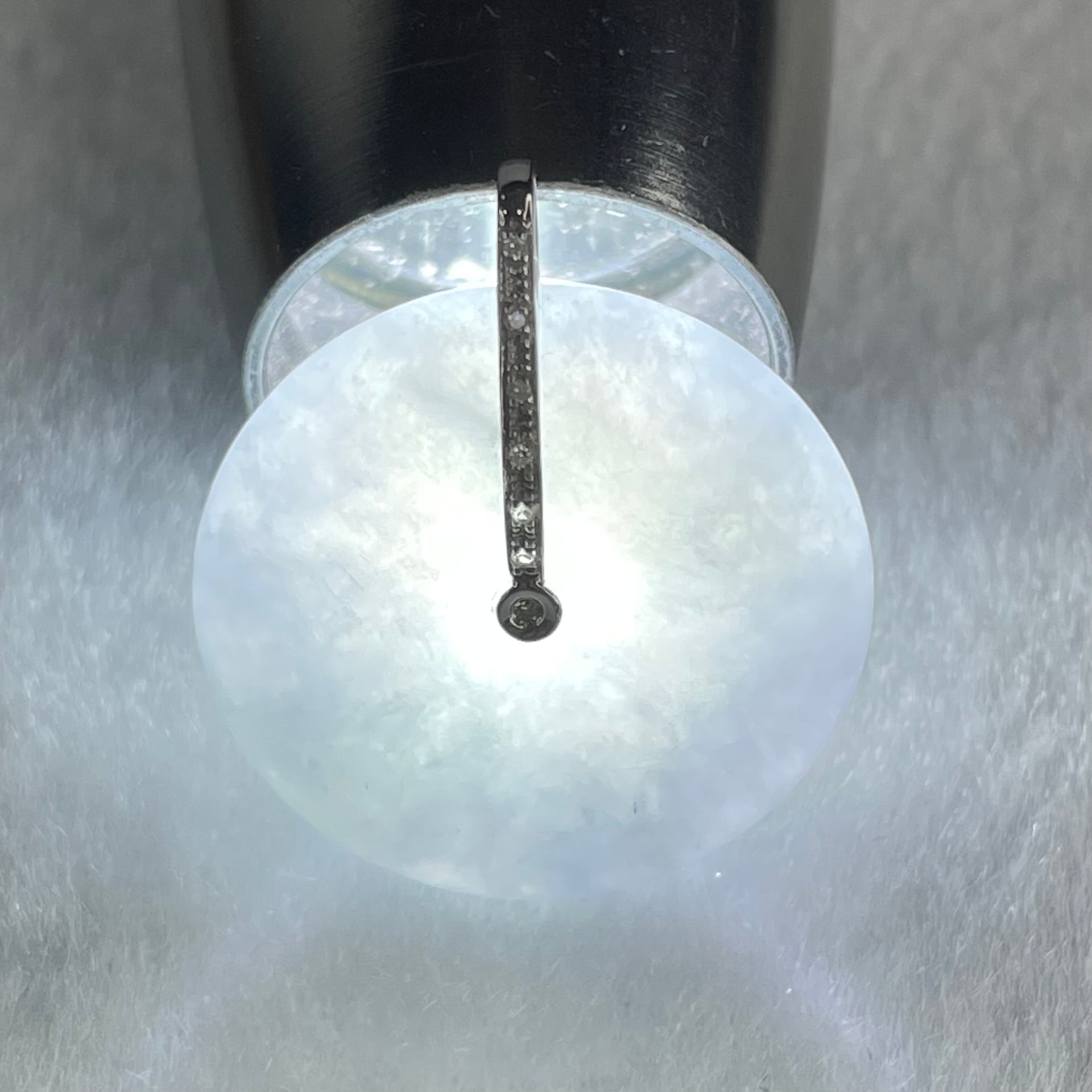 Type A Deep Intense Lavender Jadeite Ping An Kou Donut in 18K White Gold AU750 Clasps 7.44g 23.5 by 5.9mm - Huangs Jadeite and Jewelry Pte Ltd