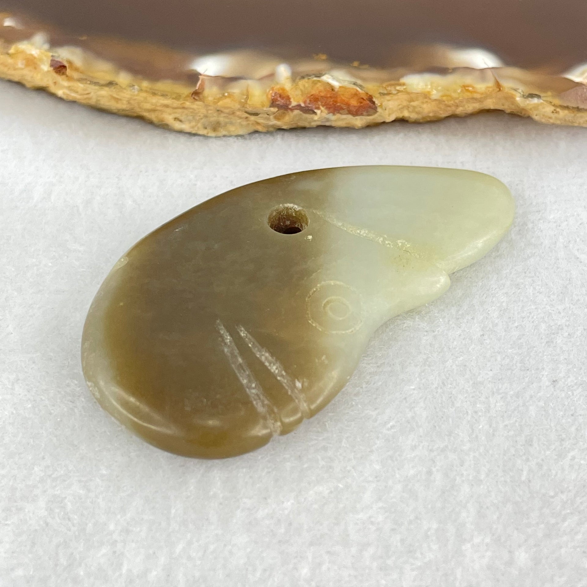 Ancient Natural Brown and Faint Green Nephrite Unknown Pendant 21.31g 54.9 30.7 by 7.6mm - Huangs Jadeite and Jewelry Pte Ltd