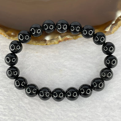 Natural Black Rutilated Quartz Beads Bracelet 25.56g 9.8mm 20 Beads - Huangs Jadeite and Jewelry Pte Ltd