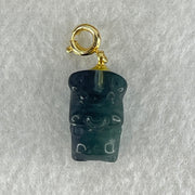 Natural Purple and Green Fluorite Ox Charm Pendant 4.00g 17.3 by 10.8 by 9.8mm - Huangs Jadeite and Jewelry Pte Ltd