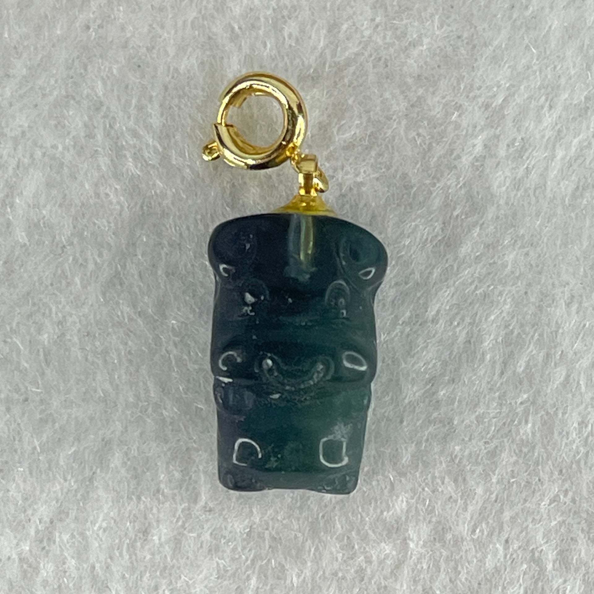 Natural Purple and Green Fluorite Ox Charm Pendant 4.00g 17.3 by 10.8 by 9.8mm - Huangs Jadeite and Jewelry Pte Ltd