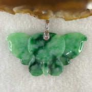 18K 750 White Gold Type A Old Mine Spicy Green with Dark Green Piao Hua Flora Jadeite Pendant 8.98g 49.9 by 27.1 by 4.1mm - Huangs Jadeite and Jewelry Pte Ltd