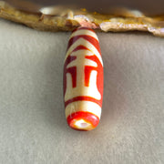 Natural Powerful Tibetan Old Oily Red White Agate One Eye Gold Metal Element Dzi Bead Heavenly Master (Tian Zhu) 一眼金天珠 10.59g 38.0 by 13.3mm - Huangs Jadeite and Jewelry Pte Ltd