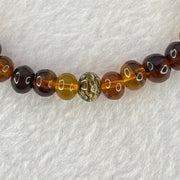 Natural Mixed Color Amber Beads Bracelet 6.74g 17.5cm 7.8mm 32 Beads - Huangs Jadeite and Jewelry Pte Ltd