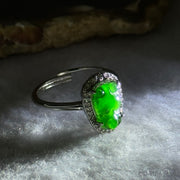 Type A Icy Green Omphasite Jadeite Gold Fish with Crystals in S925 Sliver Ring (Adjustable Size) 2.55g 10.7 by 7.1 by 3.0mm - Huangs Jadeite and Jewelry Pte Ltd