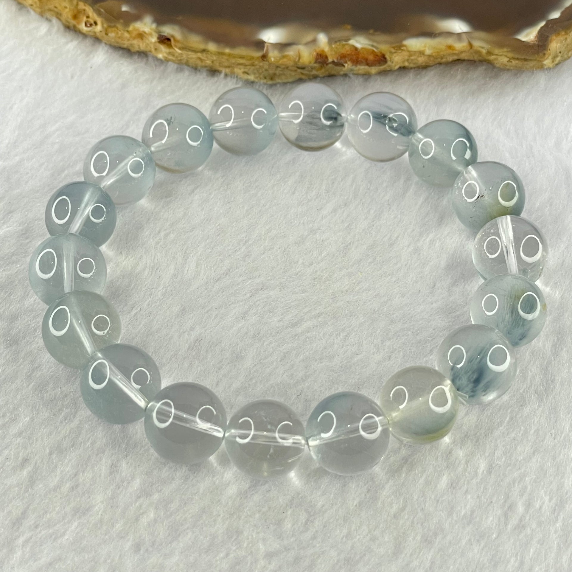 Good Grade Natural Blue Rutilated Quartz Bracelet 41.28g 18.5cm 12.0mm 18 Beads - Huangs Jadeite and Jewelry Pte Ltd