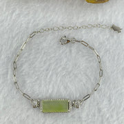 Type A Icy Green Jadeite Mini Rectangle Wu Shi Pai with Crystals in S925 Sliver Bracelet 4.18g 14.8 by 7.0 by 1.6mm - Huangs Jadeite and Jewelry Pte Ltd