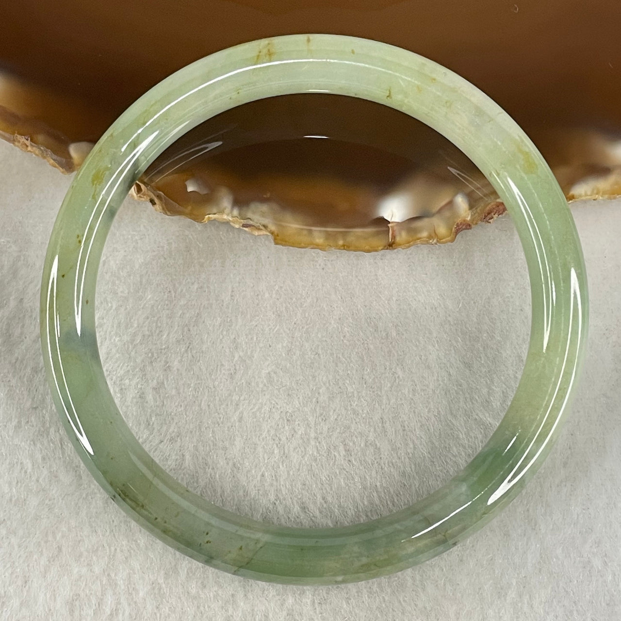 Type A Green  Jadeite Bangle 27.77g Inner Diameter 55.8mm 7.5 by 7.8mm (Internal Lines) - Huangs Jadeite and Jewelry Pte Ltd